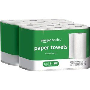 2-Ply Paper Towels,Flex-Sheets,150 Sheets per Roll,12 Rolls (2 Packs of 6),White
